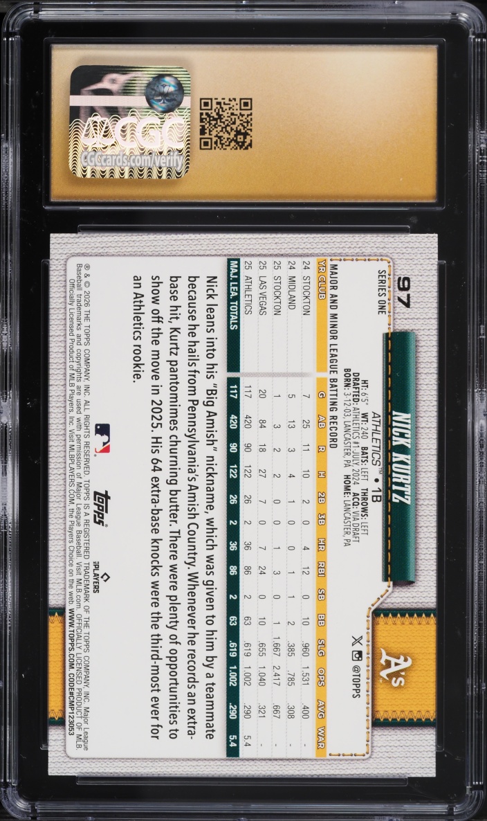 2026 Topps Foil Pattern Nick Kurtz #97 CGC 10 PRISTINE