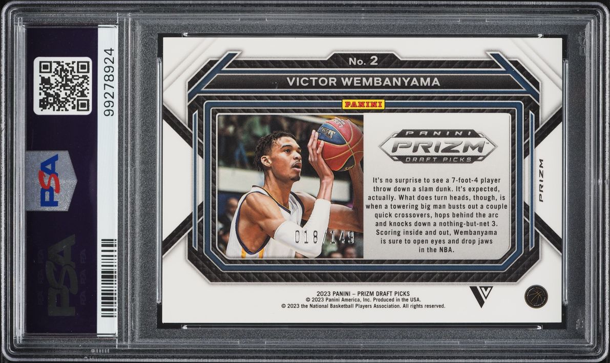 2023 Panini Prizm Draft Picks Purple Ice Victor Wembanyama ROOKIE /149 #2 PSA 10 GEM MINT