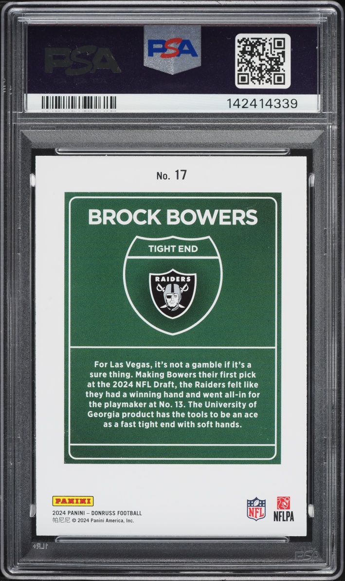 2024 Donruss Downtown Brock Bowers ROOKIE #17 PSA 9 MINT