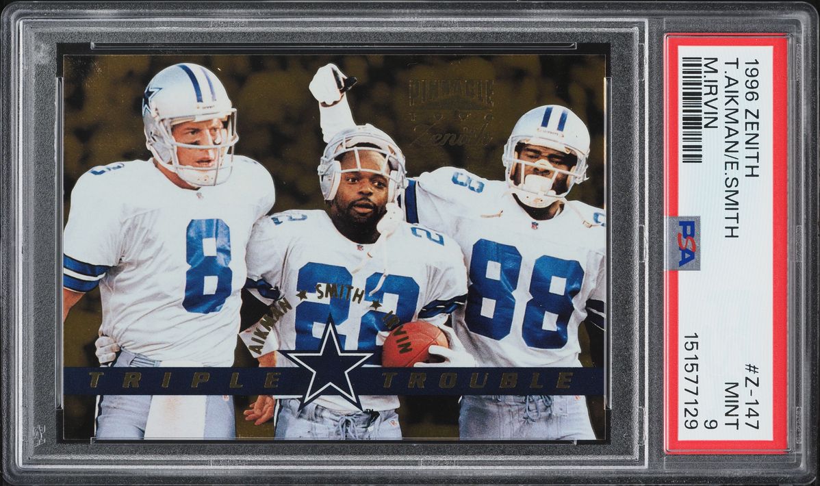 1996 Zenith Football Michael Irvin Troy Aikman Emmitt Smith #Z-147 PSA 9 MINT