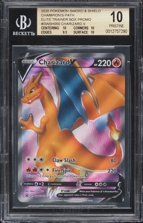 2020 Pokemon Sword & Shield Promo Champion's Path Full Art Charizard V #SWSH050 BGS 10 PRISTINE