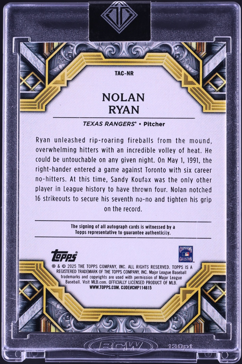 2025 Topps Transcendent Collection Nolan Ryan AUTO 25/25 #TAC-NR