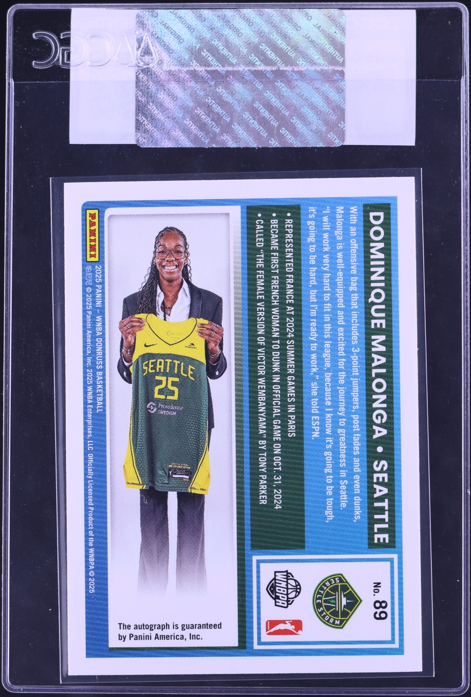 2025 Donruss WNBA Signatures Dominique Malonga ROOKIE AUTO #89 CGC AUTH