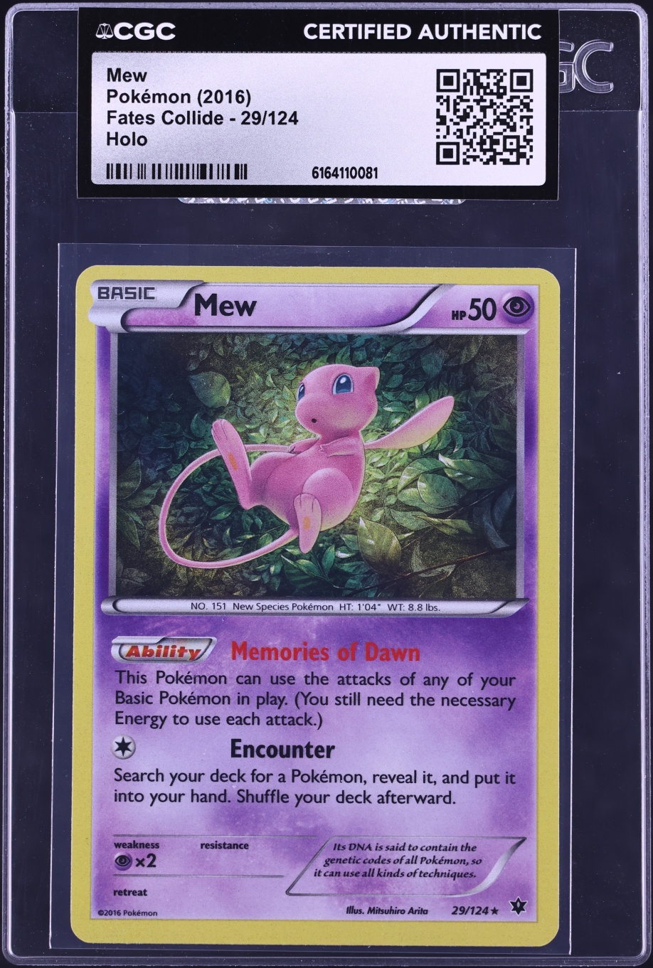 2016 Pokemon XY Fates Collide Holo Mew #29 CGC AUTH