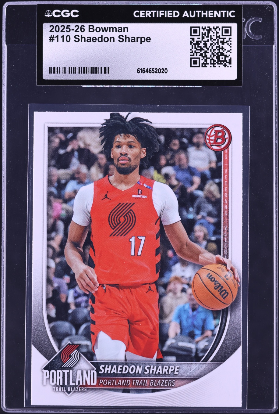 2025 Bowman Basketball Shaedon Sharpe #110 CGC AUTH