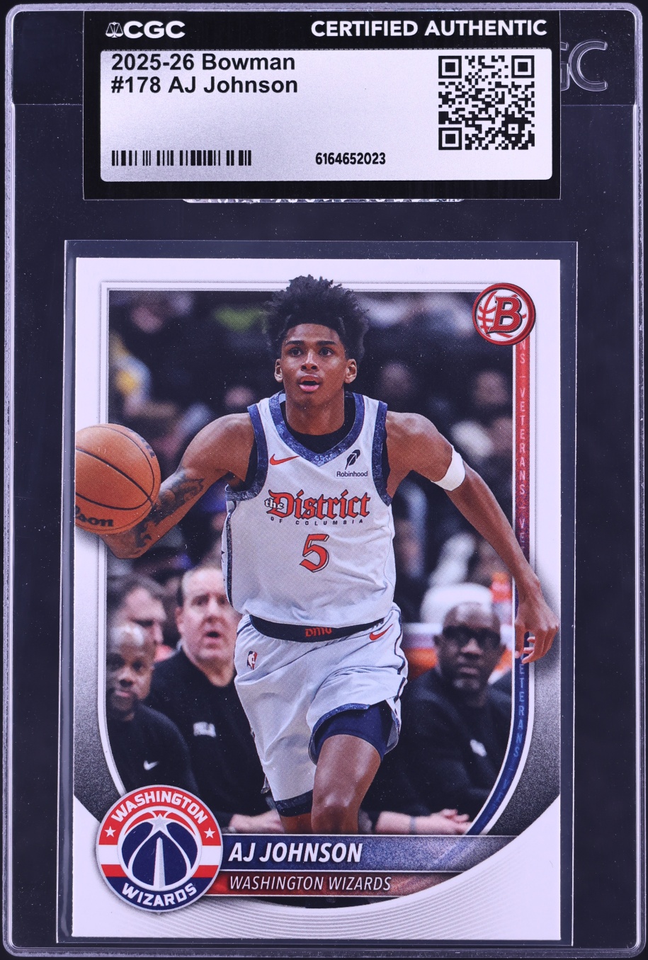 2025 Bowman Basketball AJ Johnson #178 CGC AUTH