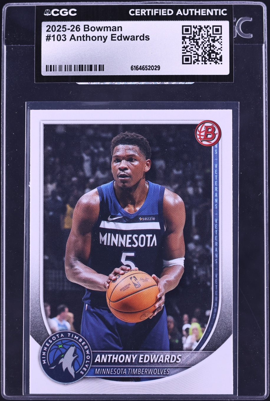 2025 Bowman Basketball Anthony Edwards #103 CGC AUTH