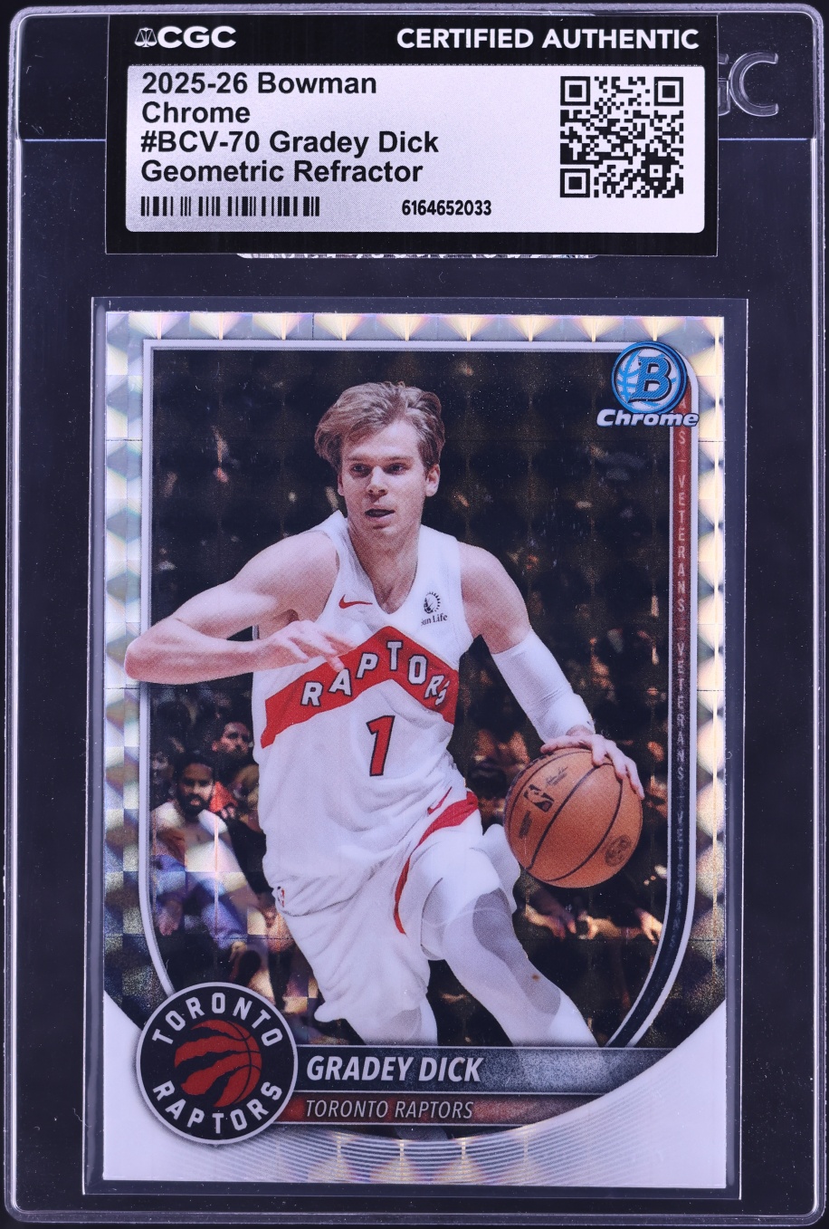 2025 Bowman Chrome Geometric Refractor Gradey Dick #BCV-70 CGC AUTH