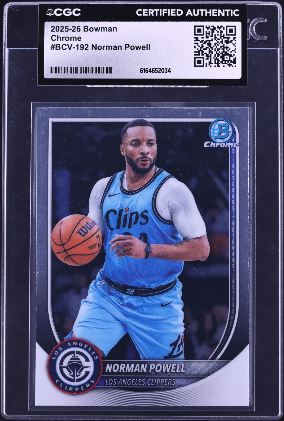 2025 Bowman Chrome Norman Powell #BCV-192 CGC AUTH