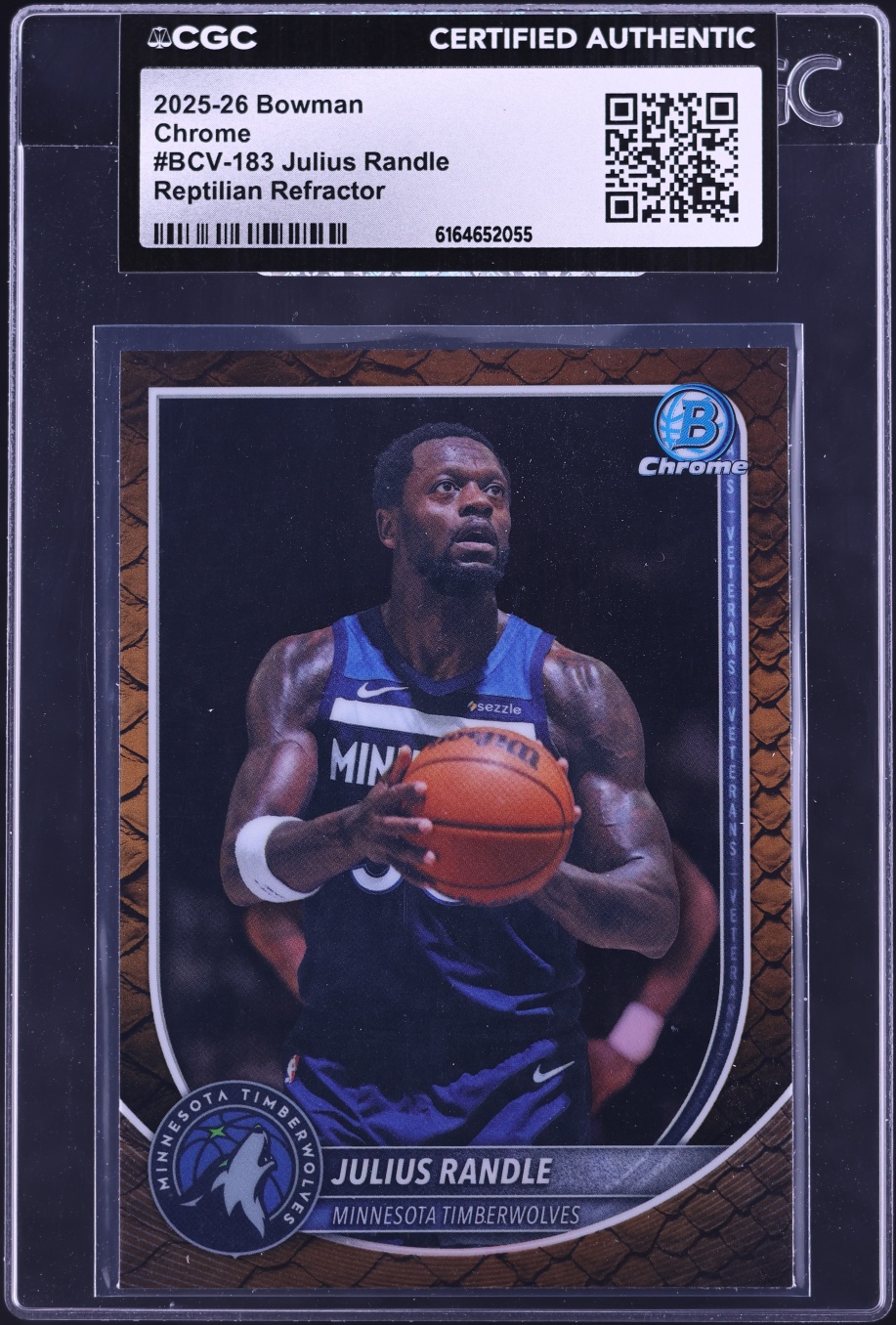 2025 Bowman Chrome Reptilian Refractor Julius Randle #BCV-183 CGC AUTH