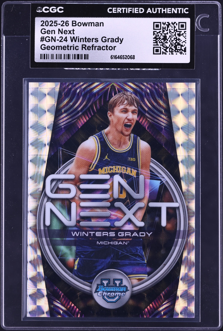 2025 Bowman Chrome U Gen Next Geometric Refractor Winters Grady ROOKIE #GN-24 CGC AUTH