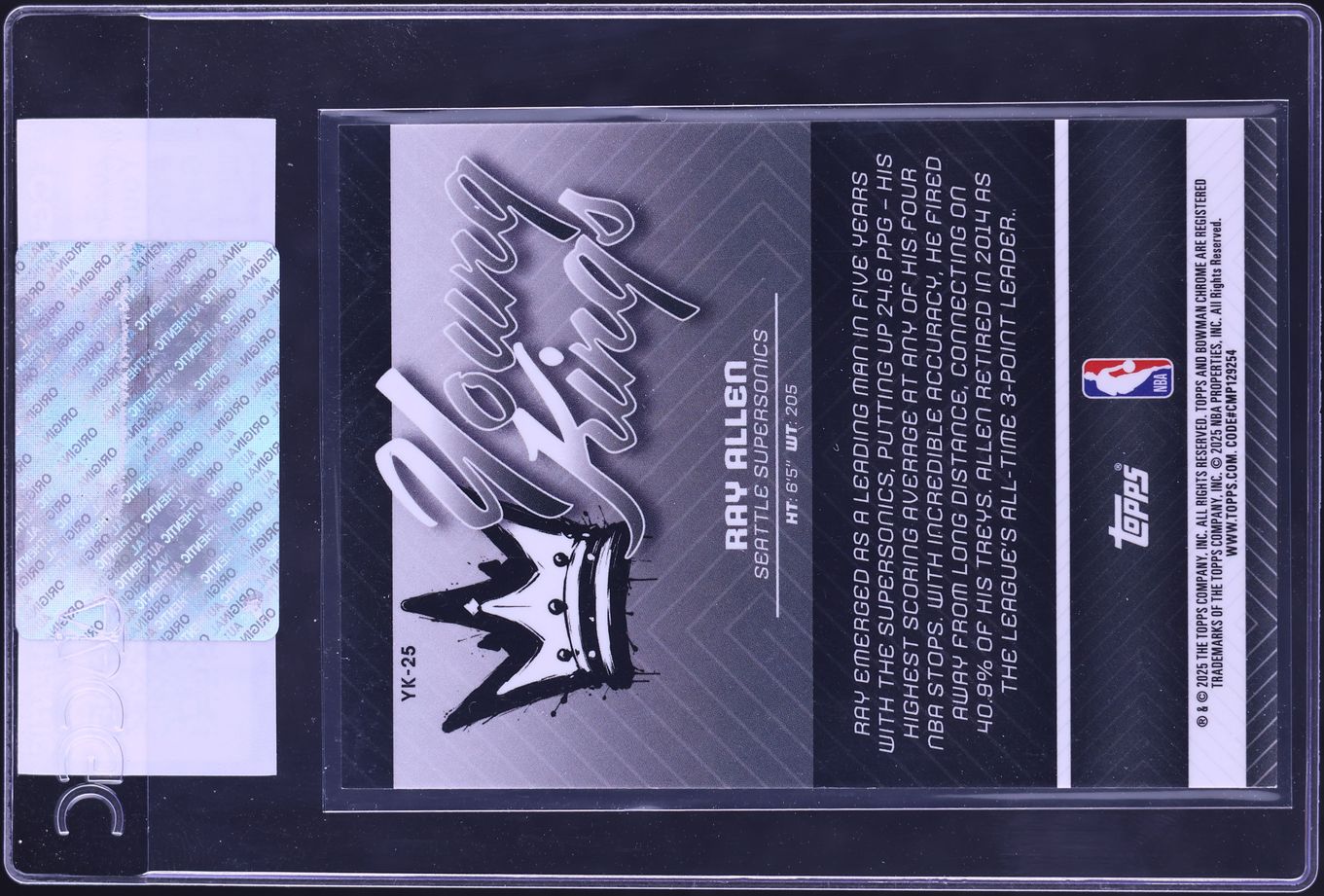 2025 Bowman Chrome Young Kings Geometric Refractor Ray Allen 1/50 #YK-25 CGC AUTH