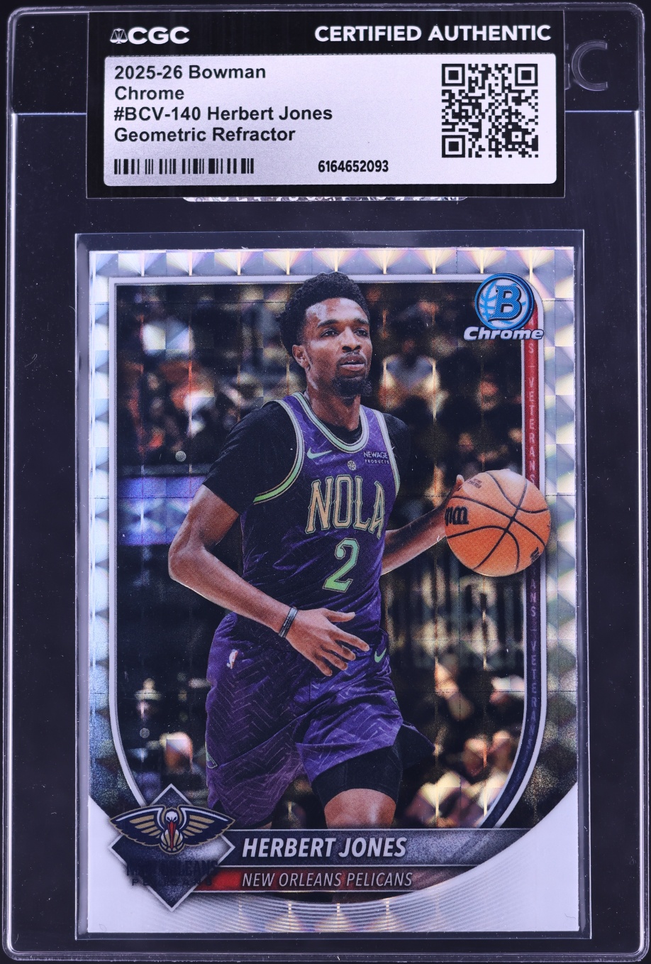 2025 Bowman Chrome Geometric Refractor Herbert Jones #BCV-140 CGC AUTH