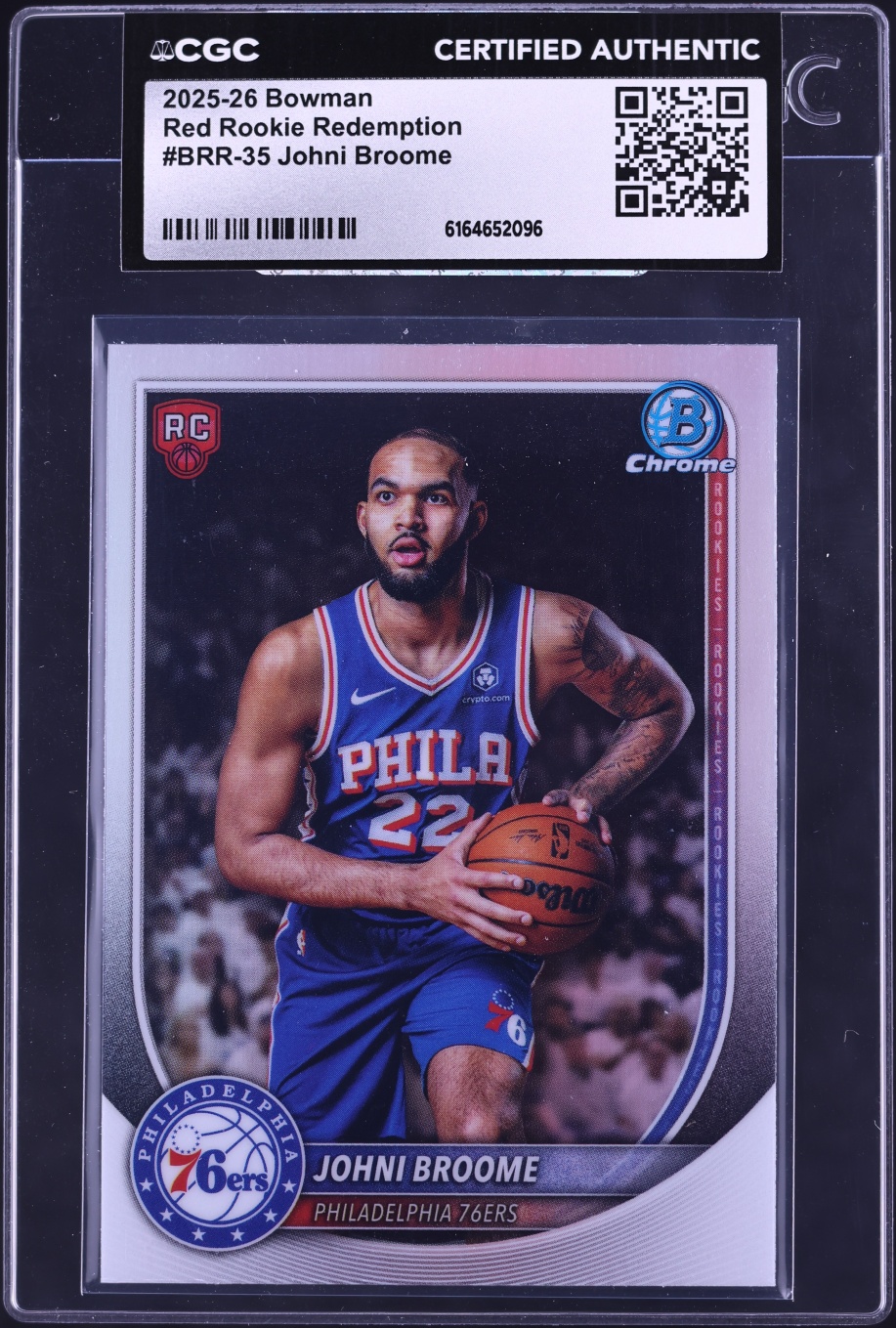 2025 Bowman Chrome Red Redemption Johni Broome ROOKIE #BRR-35 CGC AUTH