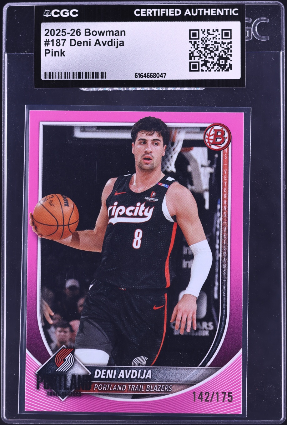 2025 Bowman Pink Deni Avdija /175 #187 CGC AUTH