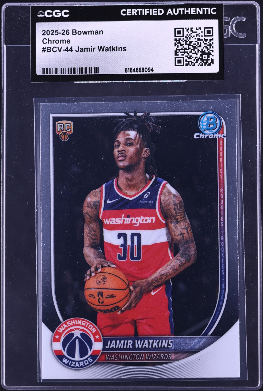 2025 Bowman Chrome Jamir Watkins ROOKIE #BCV-44 CGC AUTH