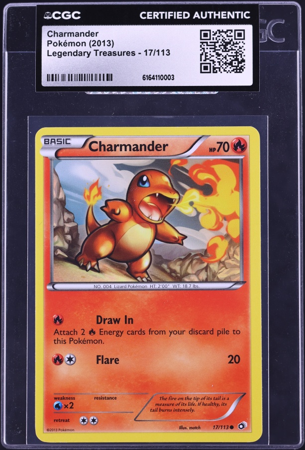 2013 Pokemon Black & White Legendary Treasures Charmander #17 CGC AUTH