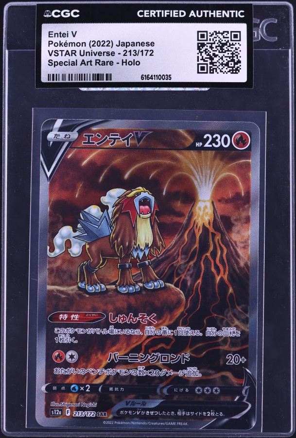 2022 Pokemon Japanese Sword & Shield VSTAR Universe SAR Entei V #213 CGC AUTH