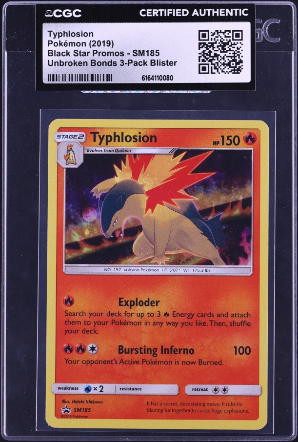 2019 Pokemon Sun & Moon Promo Unbroken Bonds Holo Typhlosion #SM185 CGC AUTH