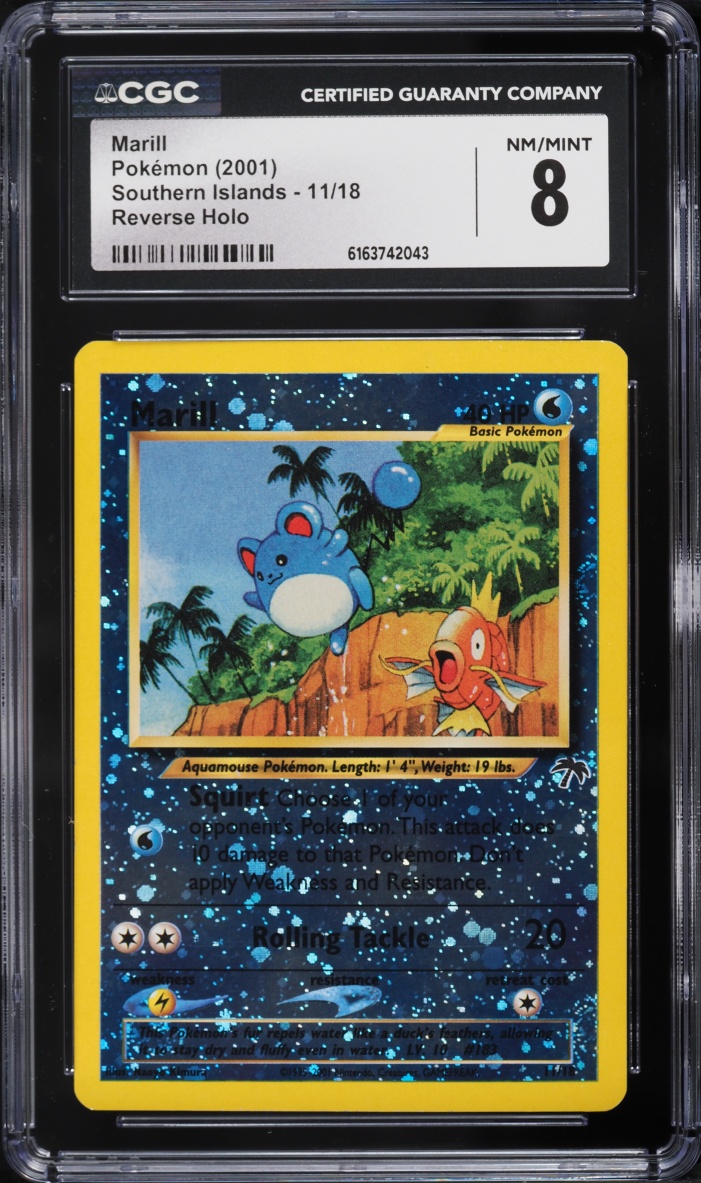 2001 Pokemon Southern Islands Reverse Holo Marill #11 CGC 8 NM-MT