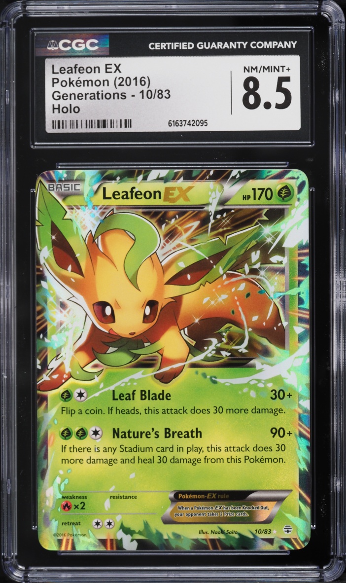 2016 Pokemon XY Generations Holo Leafeon EX #10 CGC 8.5 NM-MT+