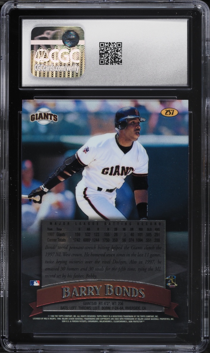 1998 Finest Barry Bonds #257 CGC 8.5 NM-MT+