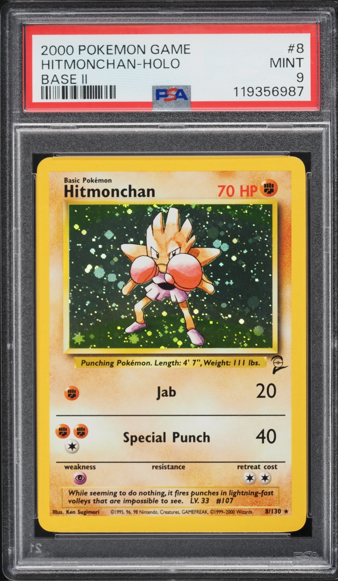 2000 Pokemon Base Set 2 Holo Hitmonchan #8 PSA 9 MINT