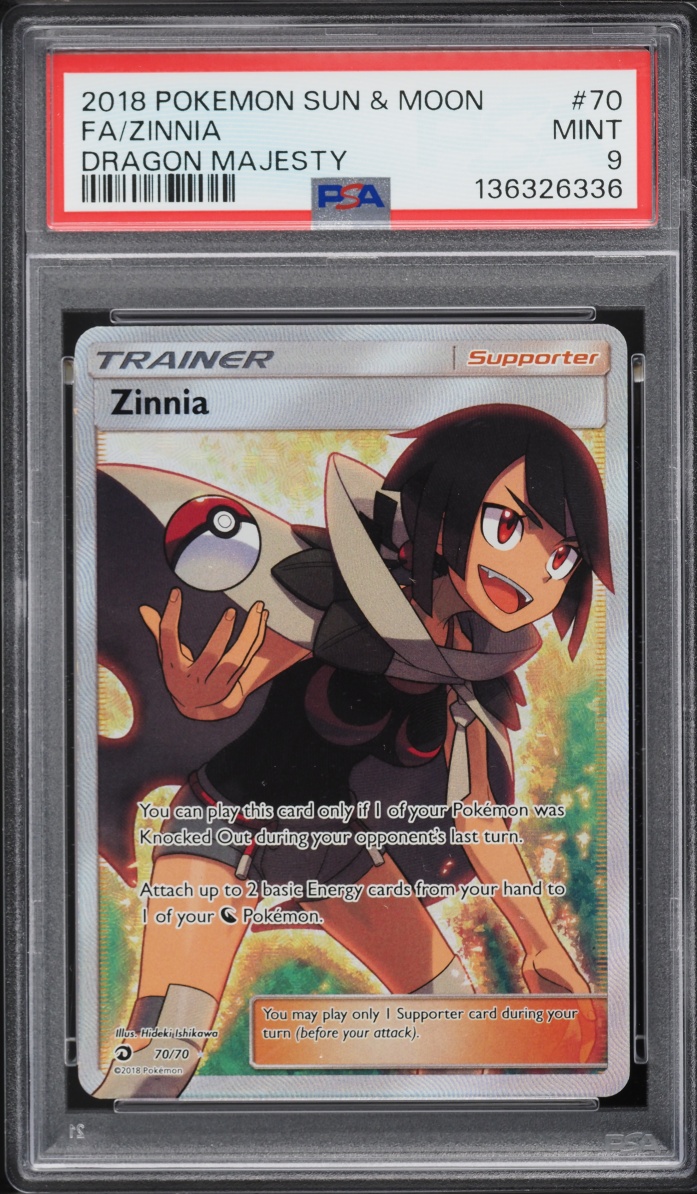 2018 Pokemon Sun & Moon Dragon Majesty Full Art Zinnia #70 PSA 9 MINT