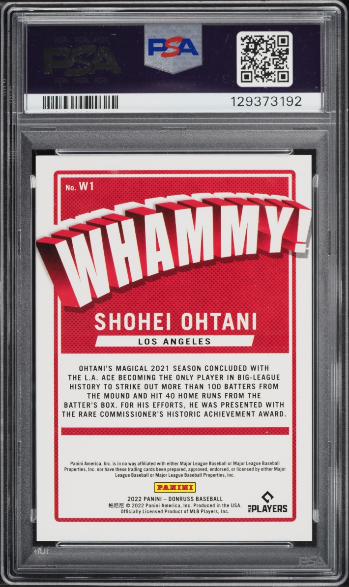 2022 Donruss Whammy Shohei Ohtani #W1 PSA 10 GEM MINT