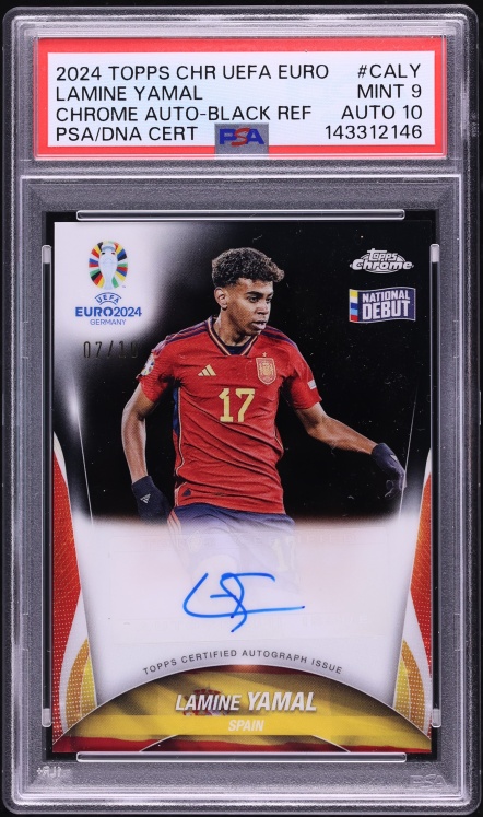 2024 Topps Chrome UEFA Euro Black Refractor Lamine Yamal AUTO DNA 10 /10 #CALY PSA 9 MINT