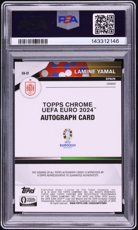 2024 Topps Chrome UEFA Euro Black Refractor Lamine Yamal AUTO DNA 10 /10 #CALY PSA 9 MINT