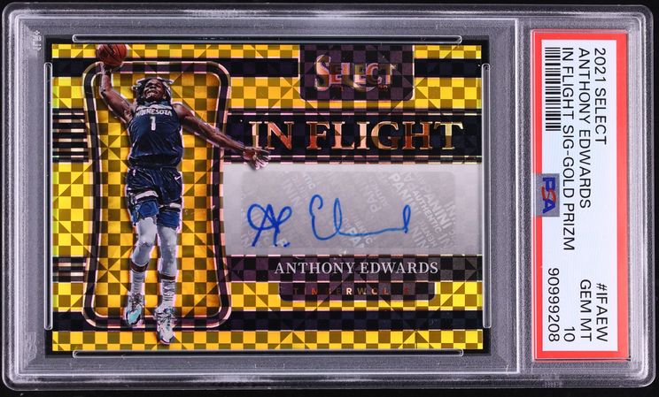 2021 Select In-Flight Signatures Gold Prizm Anthony Edwards AUTO /10 #IF-AEW PSA 10 GEM MINT