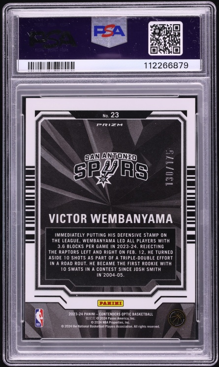 2023 Panini Contenders Optic Playing Numbers Red Cracked Ice Victor Wembanyama RC /175 PSA 10