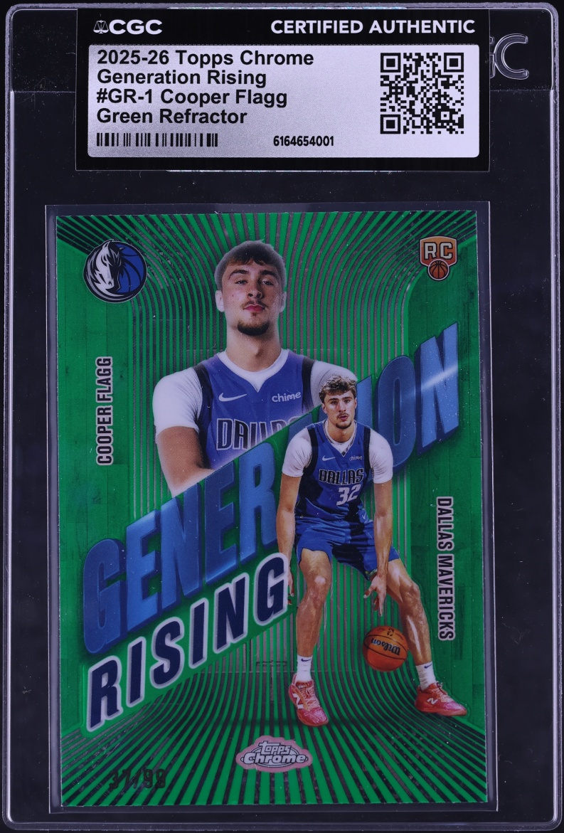 2025 Topps Chrome Generation Rising Green Refractor Cooper Flagg ROOKIE /99 #GR-1 CGC AUTH