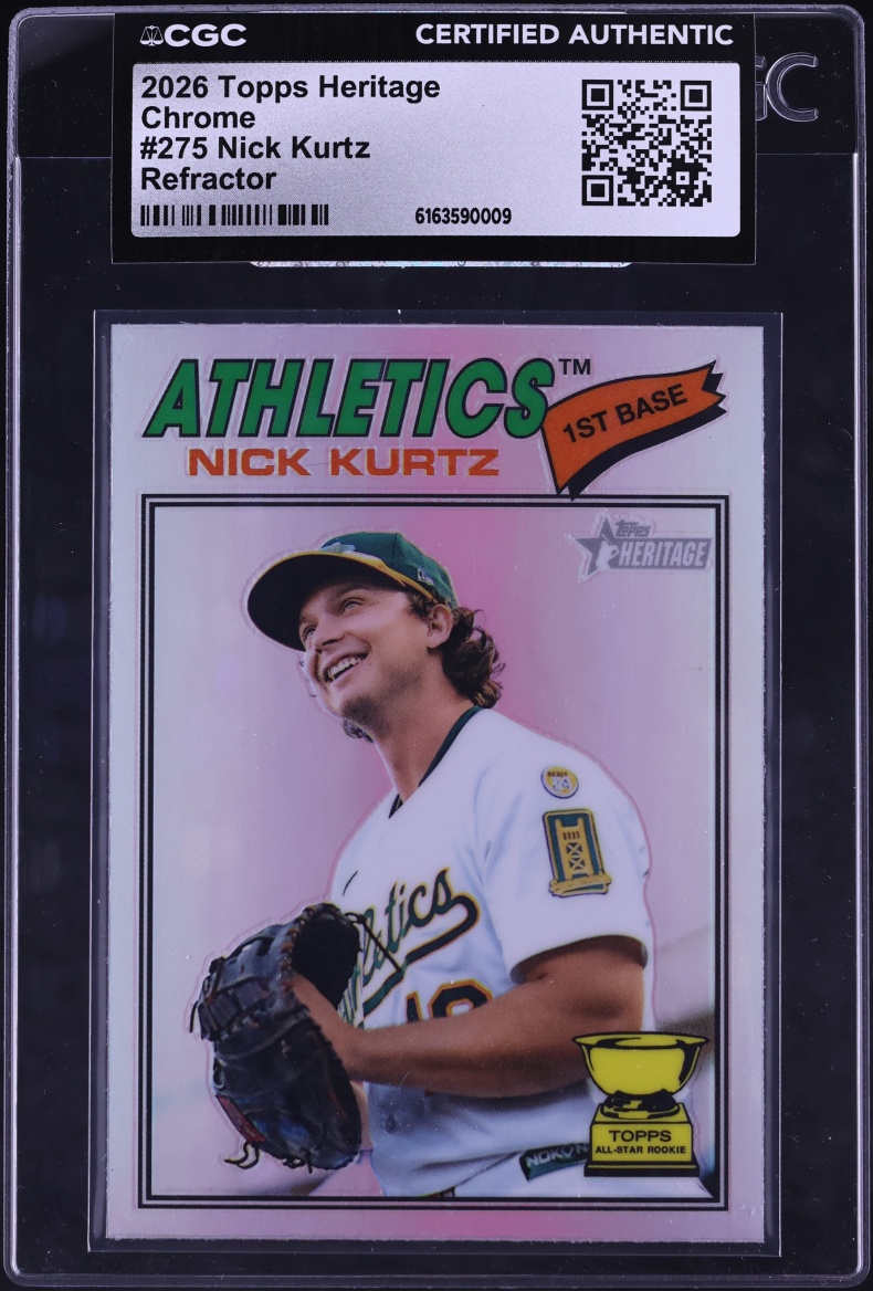 2026 Topps Heritage Chrome Refractor Nick Kurtz #275 CGC AUTH