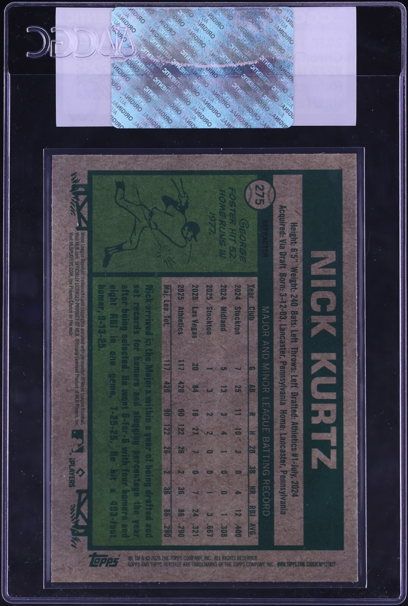 2026 Topps Heritage Chrome Refractor Nick Kurtz #275 CGC AUTH
