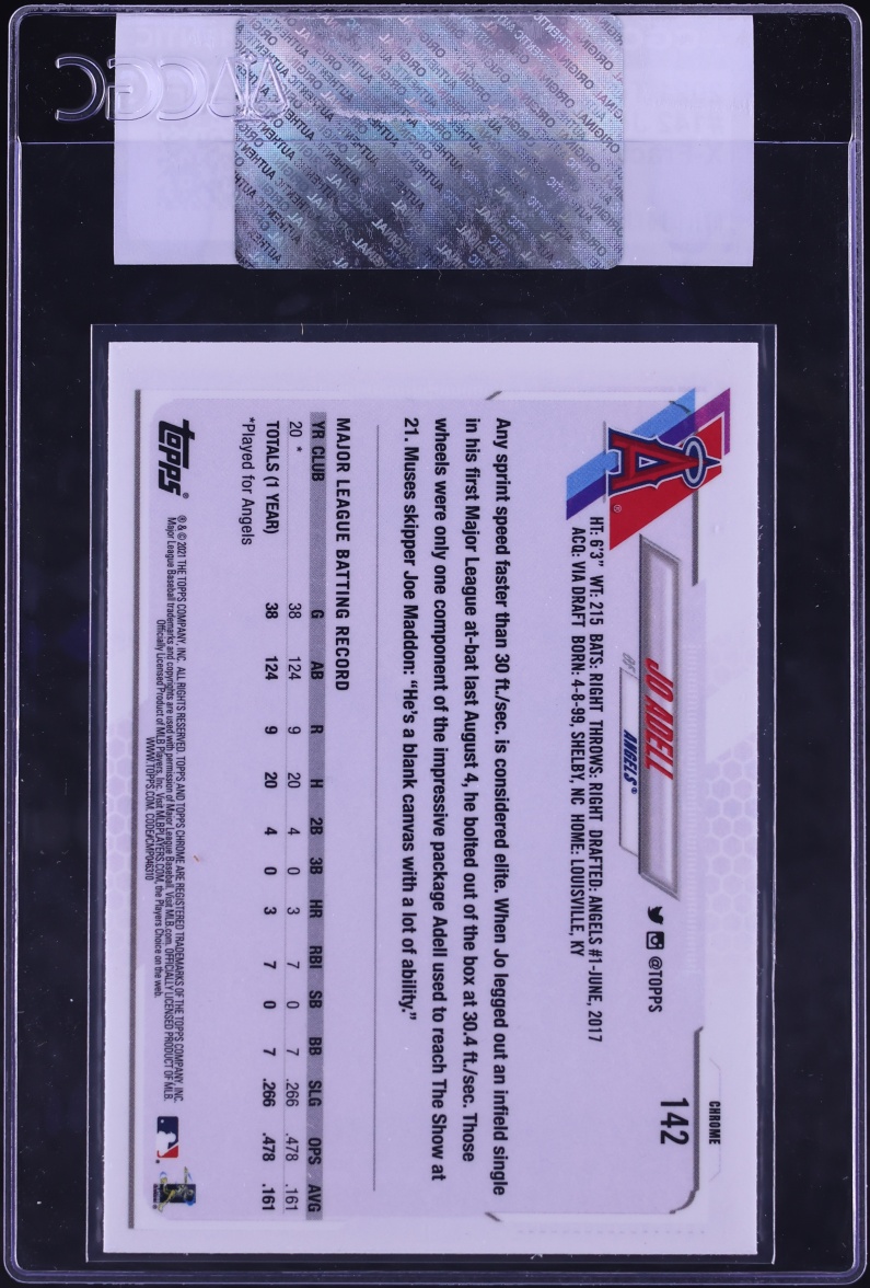 2021 Topps Chrome Xfractor Jo Adell ROOKIE #142 CGC AUTH