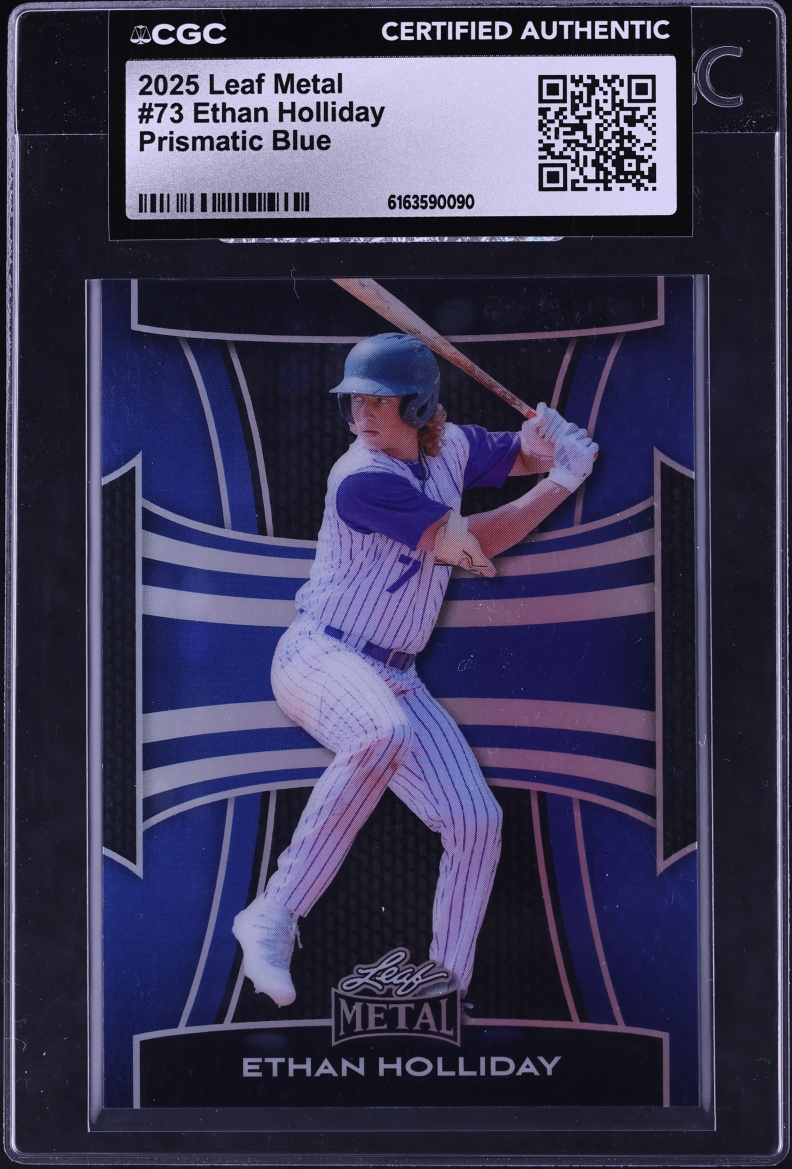 2025 Leaf Metal Prismatic Blue Ethan Holliday /49 #73 CGC AUTH