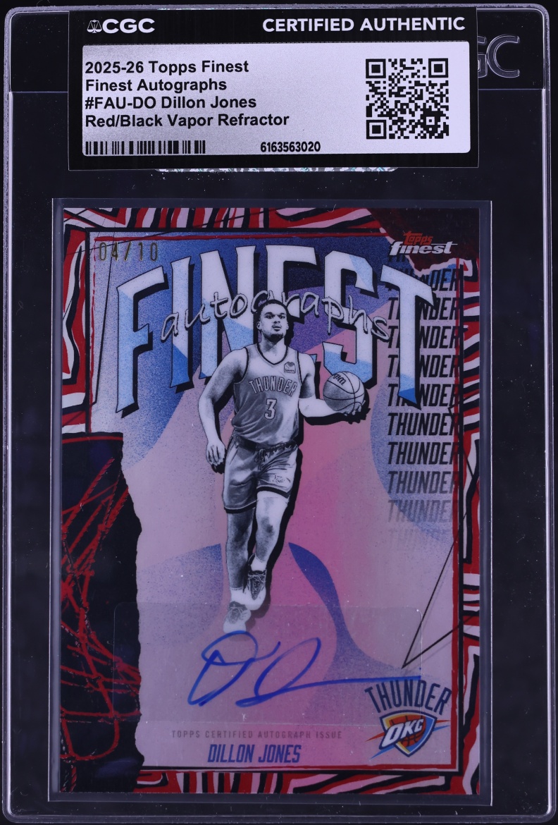 2025 Finest Red Black Vapor Refractor Dillon Jones AUTO /10 #FAU-DO CGC AUTH