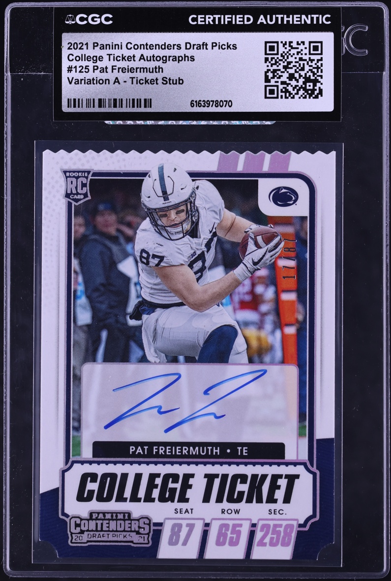 2021 Panini Contenders College Ticket Variation A Pat Freiermuth ROOKIE AUTO /87 #125 CGC AUTH