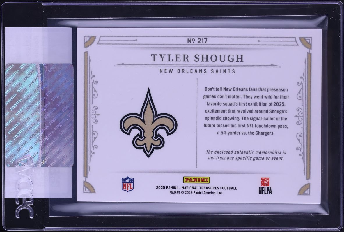 2025 National Treasures Tyler Shough ROOKIE PATCH /99 #217 CGC AUTH