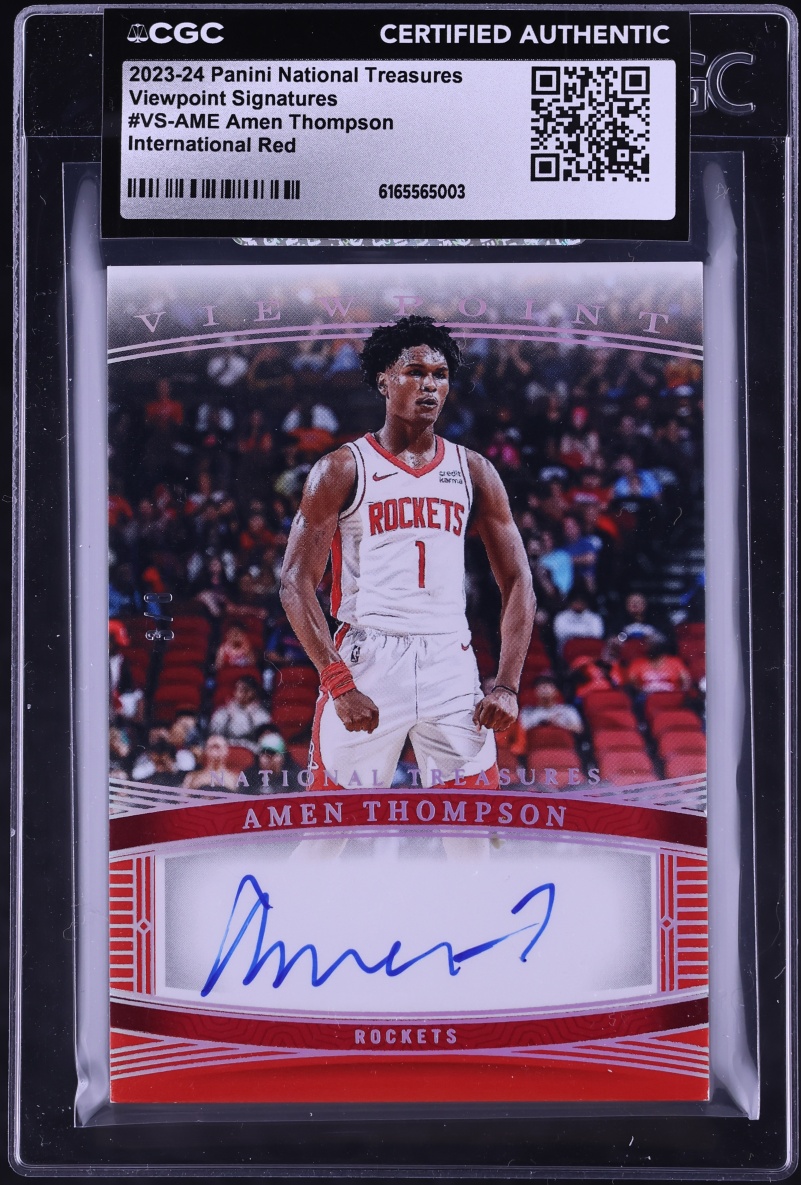2023 National Treasures Viewpoint International Red Amen Thompson ROOKIE AUTO /8 CGC AUTH