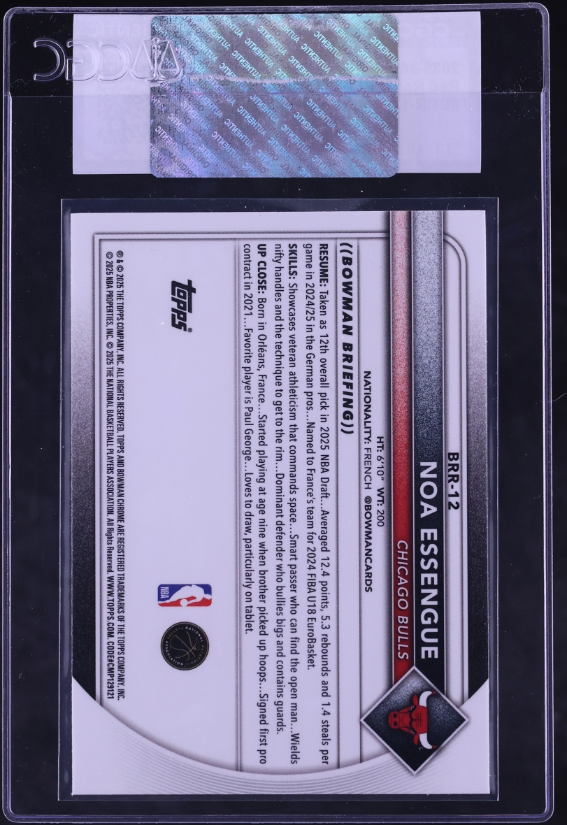 2025 Bowman Red Redemption Noa Essengue ROOKIE #BRR-12 CGC AUTH