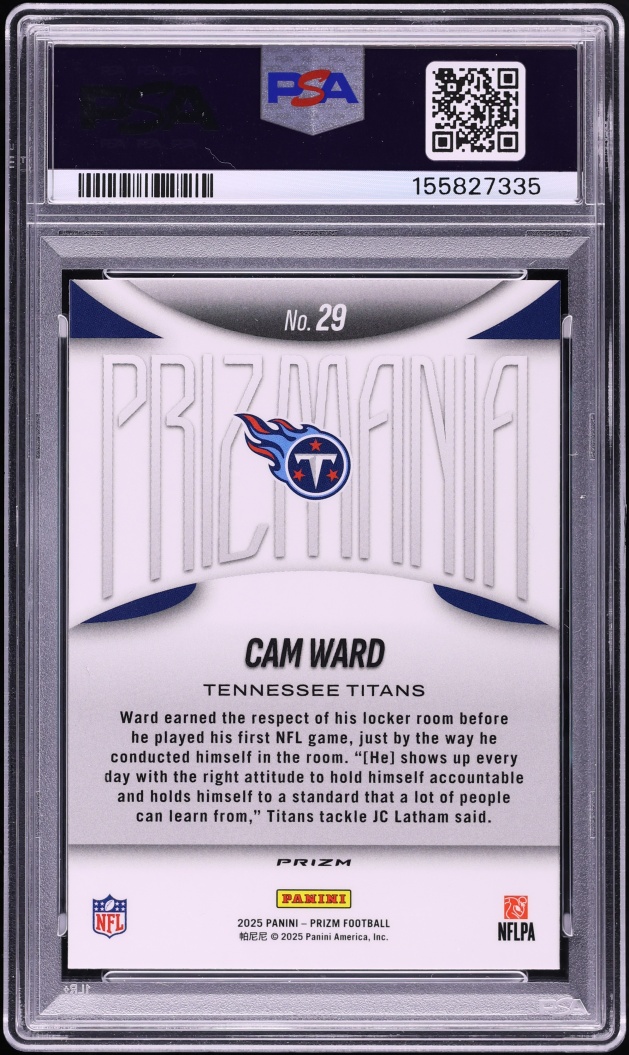 2025 Panini Prizm Prizmania Cam Ward ROOKIE #29 PSA 10 GEM MINT