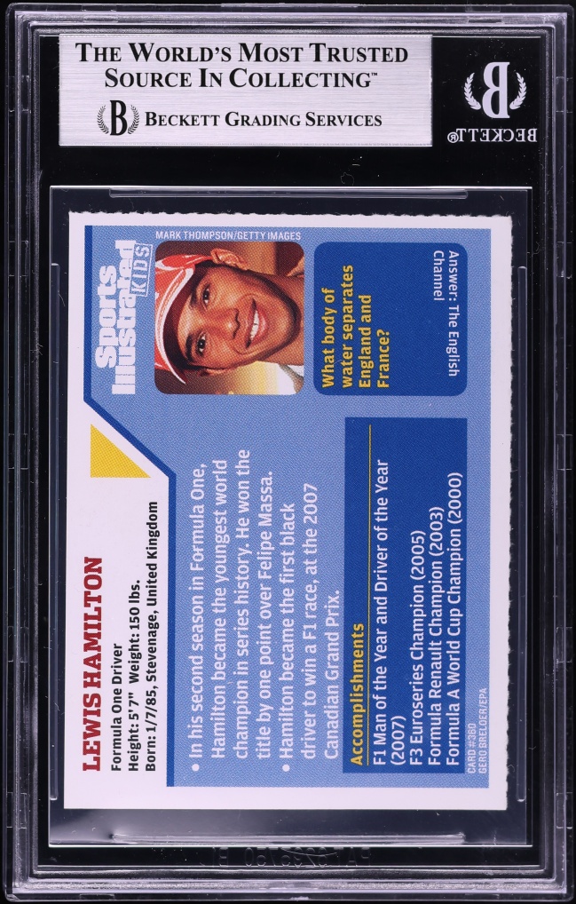 2009 Sports Illustrated For Kids Lewis Hamilton ROOKIE #360 BGS 9 MINT