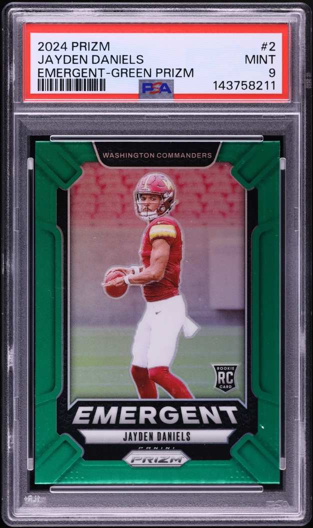 2024 Panini Prizm Emergent Green Jayden Daniels ROOKIE #2 PSA 9 MINT