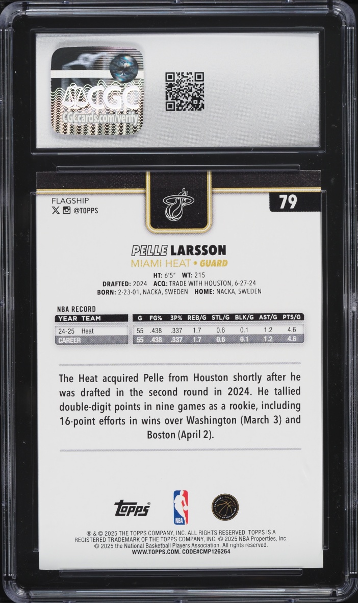 2025 Topps Blackout Pelle Larsson #79 CGC 9 MINT