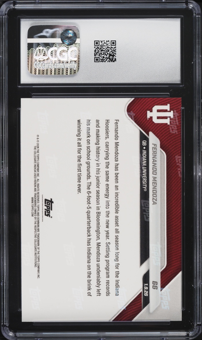 2025 Bowman University Now Fernando Mendoza ROOKIE #66 CGC 6.5 EXMT+