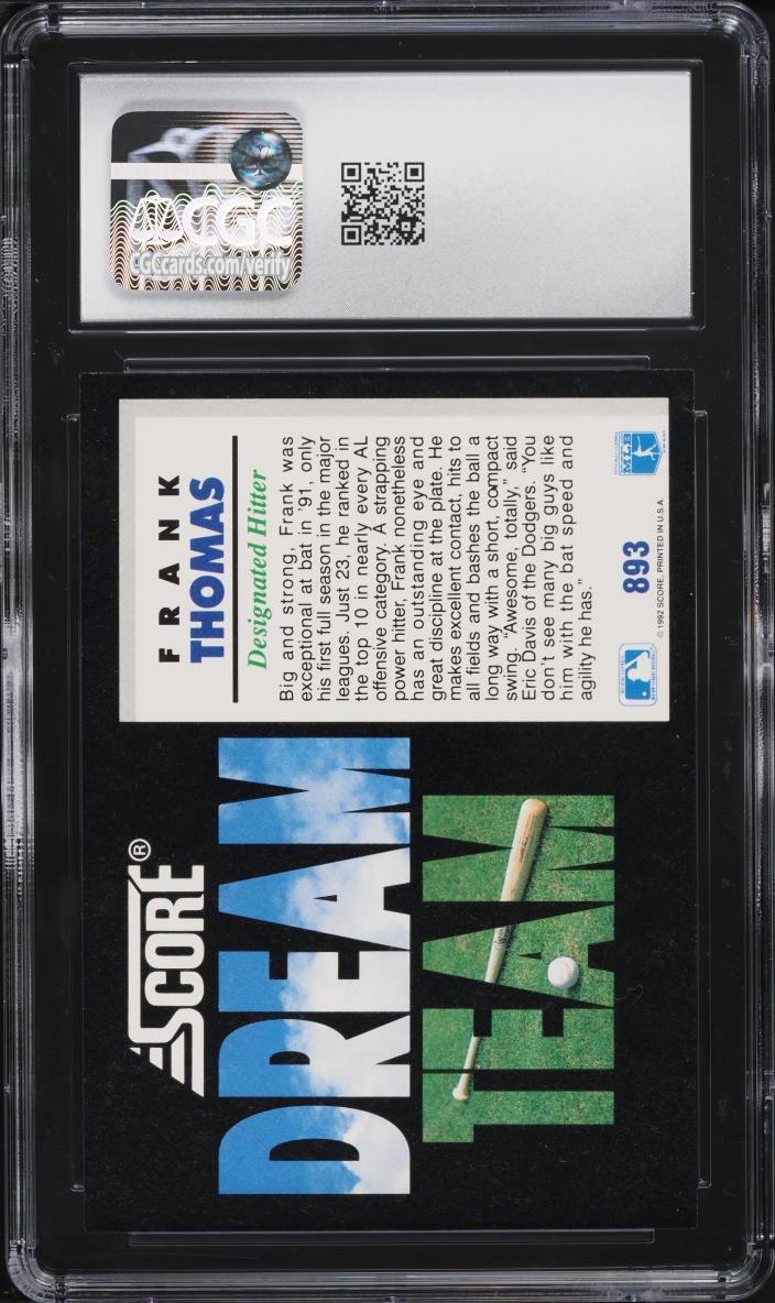 1992 Score Frank Thomas #893 CGC 10 GEM MINT