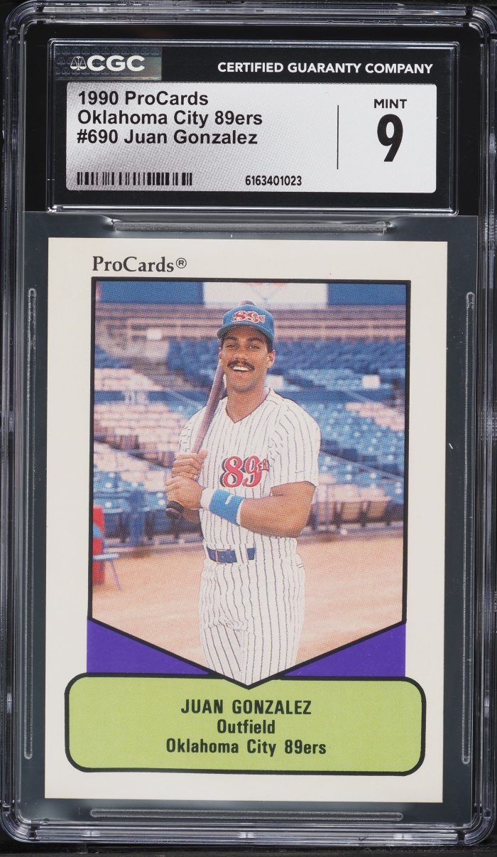 1990 ProCards Oklahoma City 89ers Juan Gonzalez #690 CGC 9 MINT